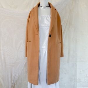 Preppy classic business casual girly long camel coat